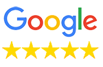 Image of a Google logo above five stars